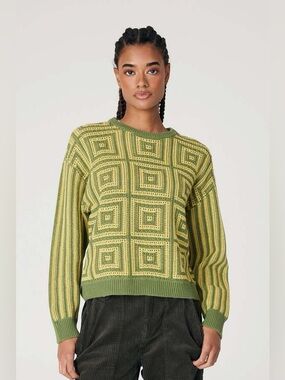Back Beat Co. hemp Organic Cotton Spiral Pullover knit sweater green x-large